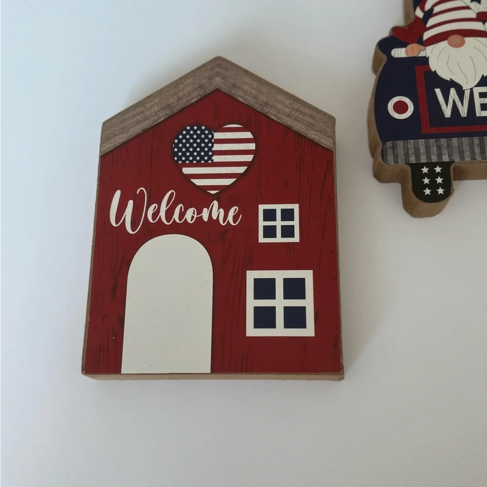 Patriotic Welcome standing Wood Decor Set - Picture 3 of 5